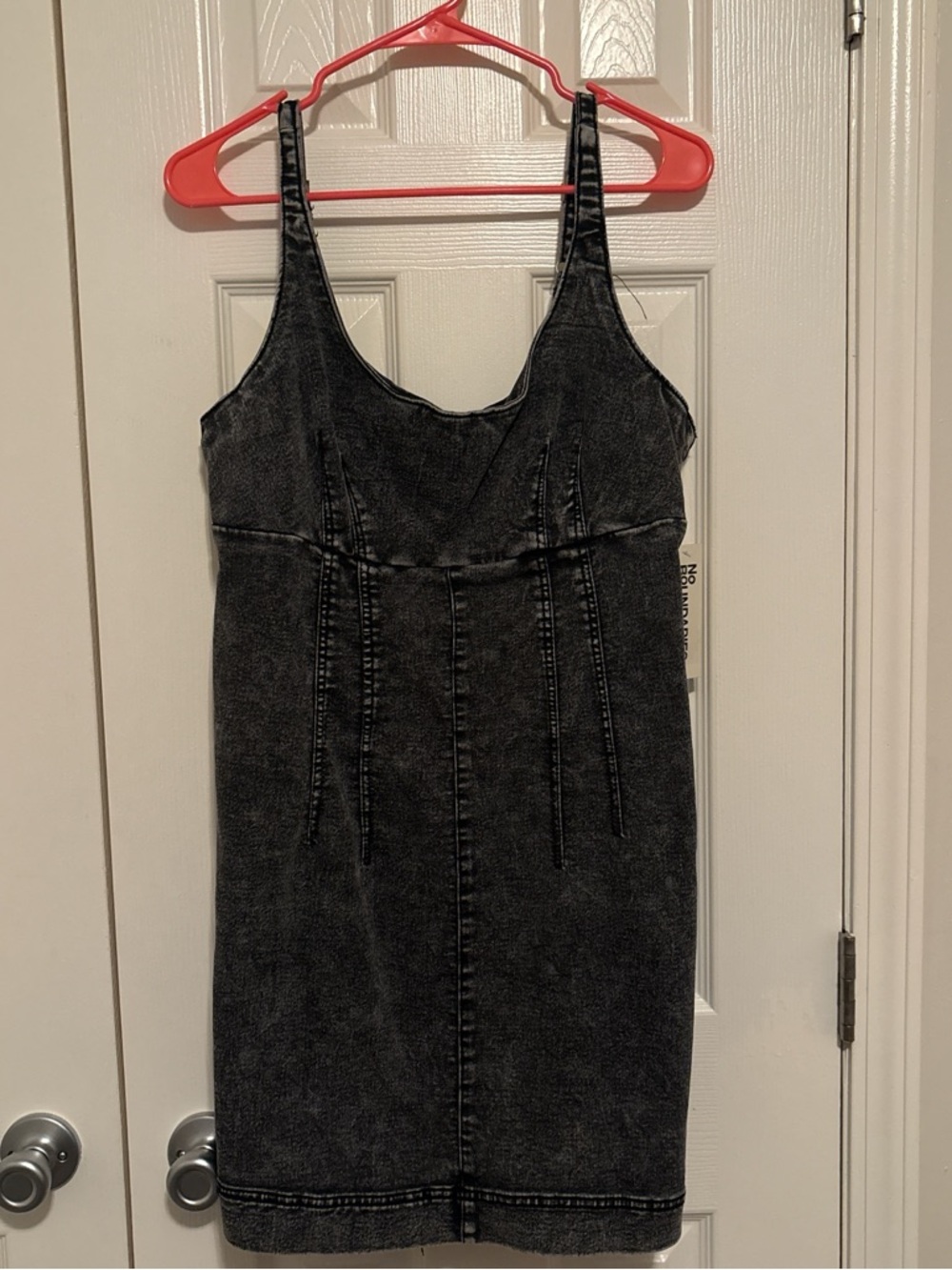 No Boundaries Washed Black Denim Mini Dress